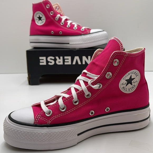 Converse WMNS CTAS LIFT HI CERISE PINK/WHITE/BLACK A08288F Platforms Sneakers - Picture 14 of 16